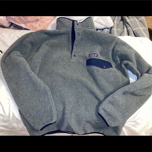 Navy and Gray Patagonia Lightweight Snap Pullover